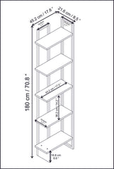 Étagère bibliothèque d'angle Haes L45cm Métal Or et Bois Effet marbre Noir