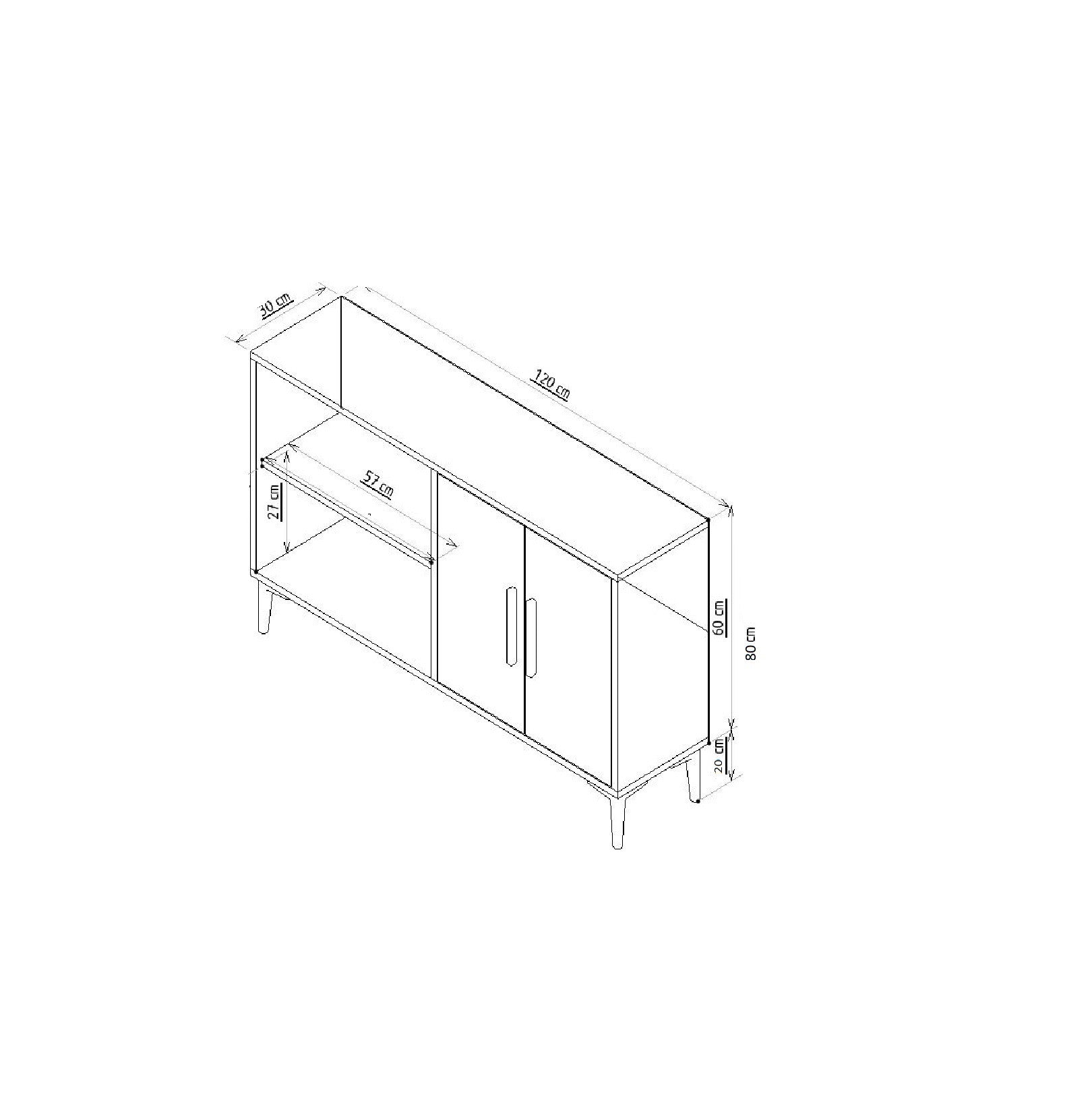 Buffet design Ansel L120cm Chêne clair et Or