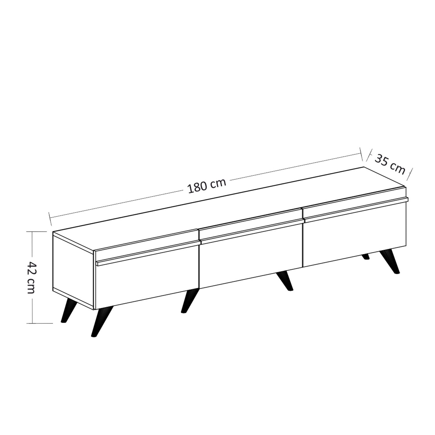 Meuble TV Brazos 180cm Bois Noir et Blanc vieilli