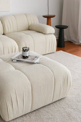 Pouf Nouda 89x89cm Tissu bouclette Blanc