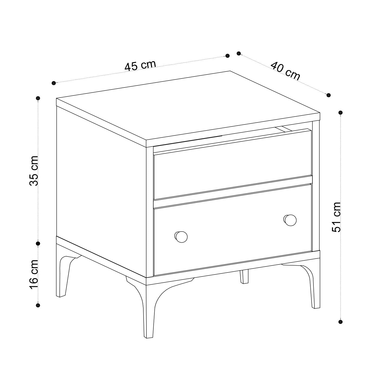 Table de chevet Oralia Chêne clair et Noir