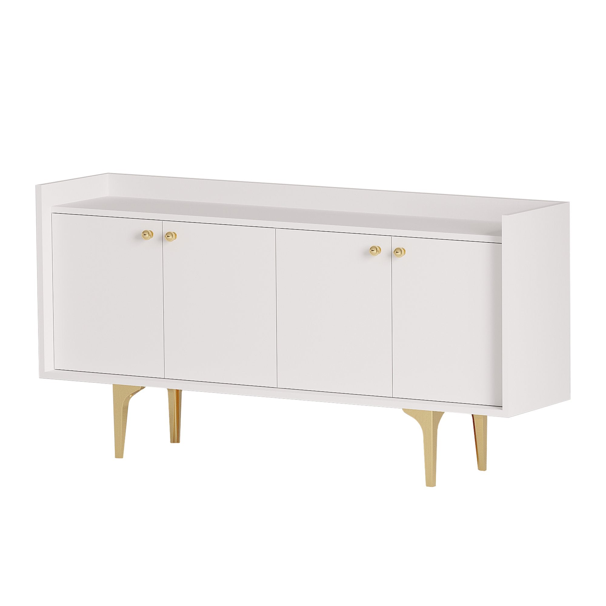 Buffet design 4 portes battantes Celina L150cm Blanc et Or