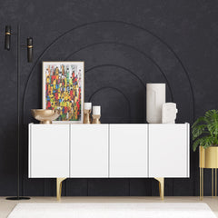 Buffet design 4 portes battantes Celina L120cm Blanc Or