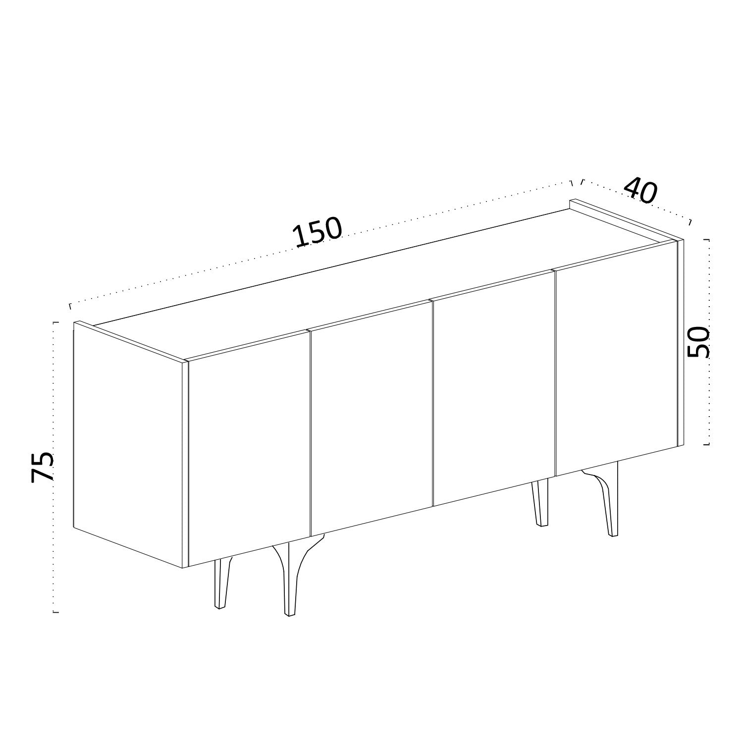 Buffet design 4 portes battantes Celina L120cm Blanc Or