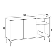 Buffet design 2 portes battantes et 2 niches Celina L120cm Blanc Or