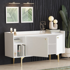 Buffet design 2 portes et 4 niches Celina L150cm Blanc Or