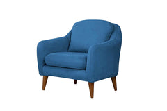 Fauteuil Ashild Pin massif Marron et Tissu Bleu