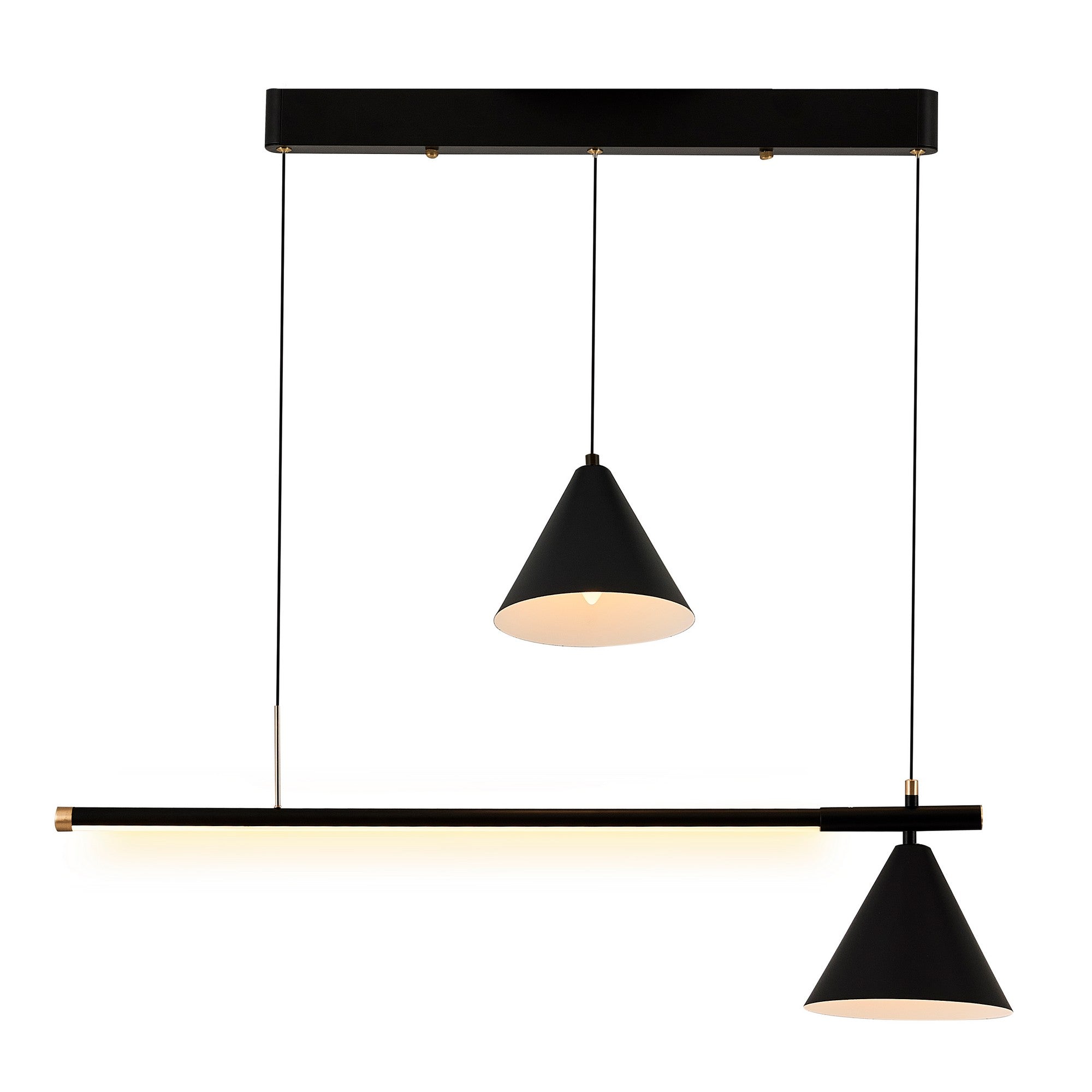 Suspension design moderne avec LED intégré et 2 ampoules Yanis L90xH120cm Métal Noir