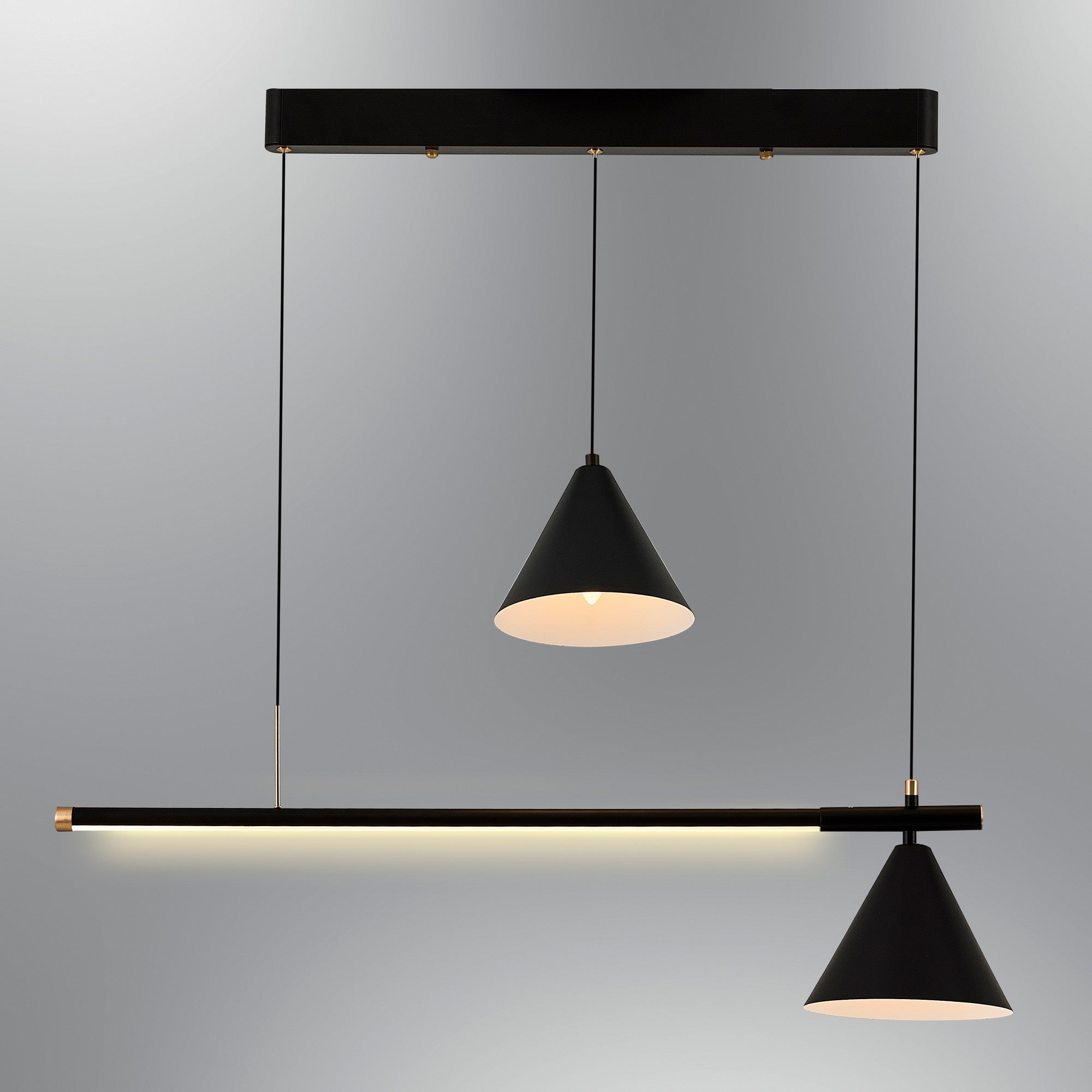 Suspension design moderne avec LED intégré et 2 ampoules Yanis L90xH120cm Métal Noir