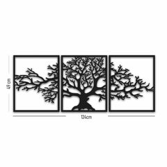 Set de 3 cadres triptyques grande arbre Kyoton L124xH49cm Métal Noir