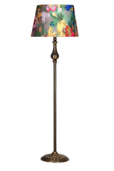 Lampadaire design style vintage Anette H160cm Abat jour Motif Floral Multicolore avec support Métal Cuivre antique