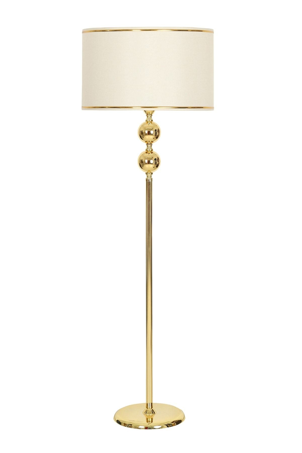 Lampadaire design Emilyo H160cm Abat jour Crème et Or et support Métal Or