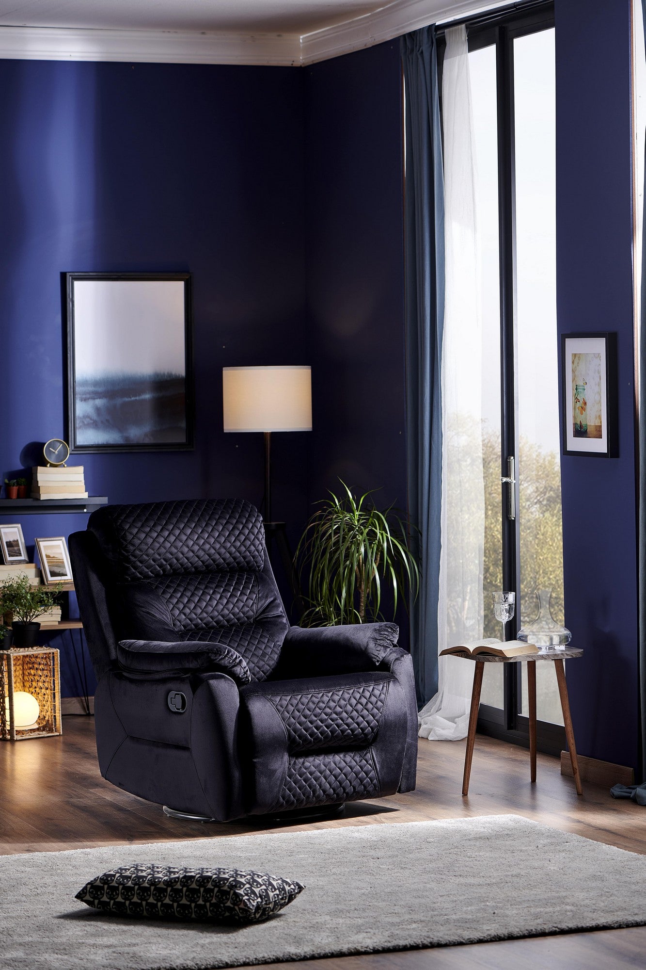 Fauteuil relax contemporain Tajo Tissu matelassé Noir