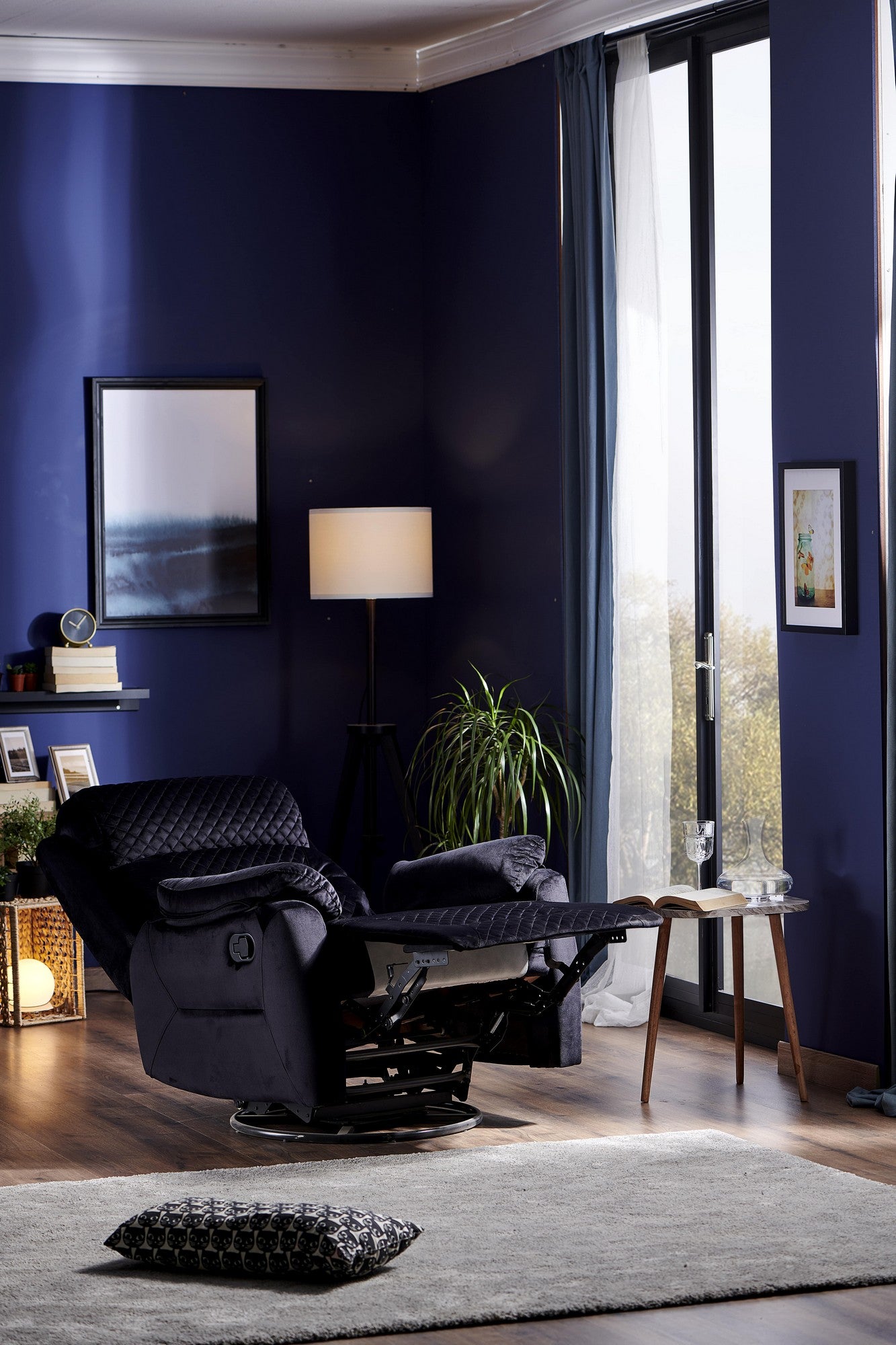 Fauteuil relax contemporain Tajo Tissu matelassé Noir