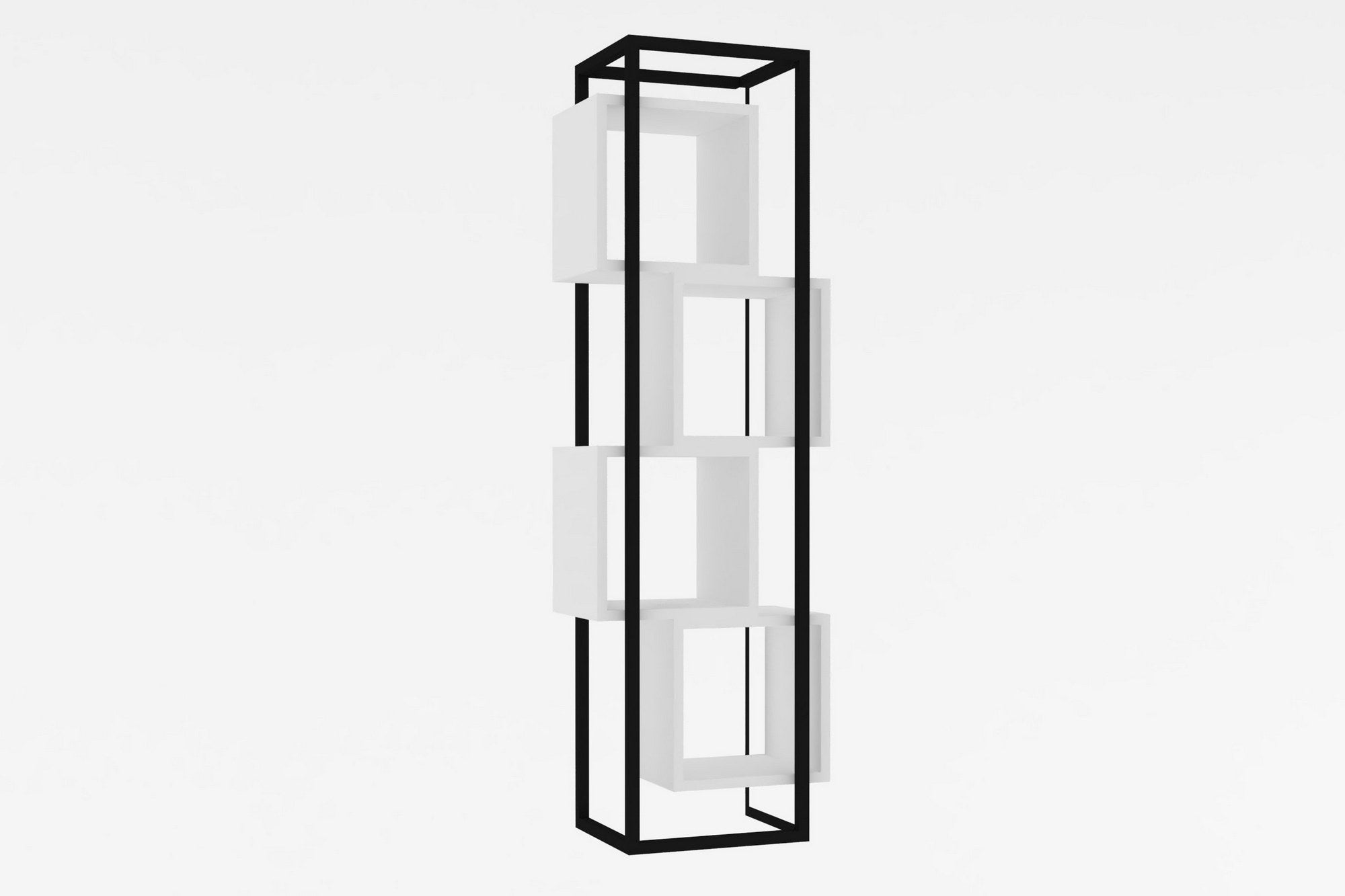 Étagère bibliothèque design Sitik L44cm Métal Noir et Bois Blanc