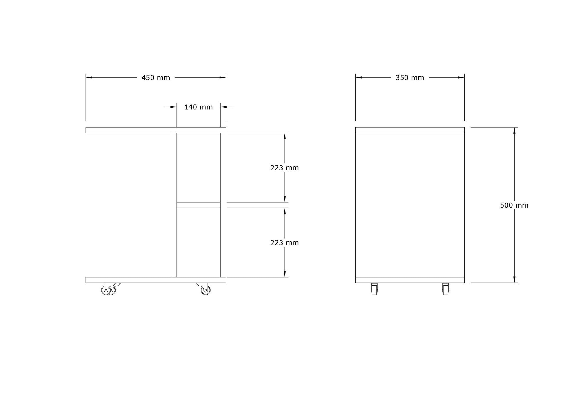 Bout de canapé avec roulettes Munka L45xH50cm Bois Anthracite