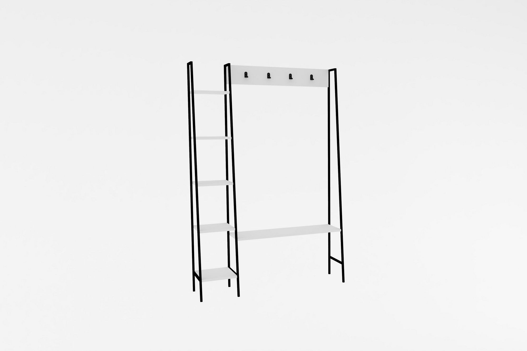 Meuble d'entrée style industriel Duko L120cm Métal Noir et Bois Blanc