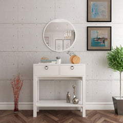 Console avec rangement avec miroir Noar Blanc