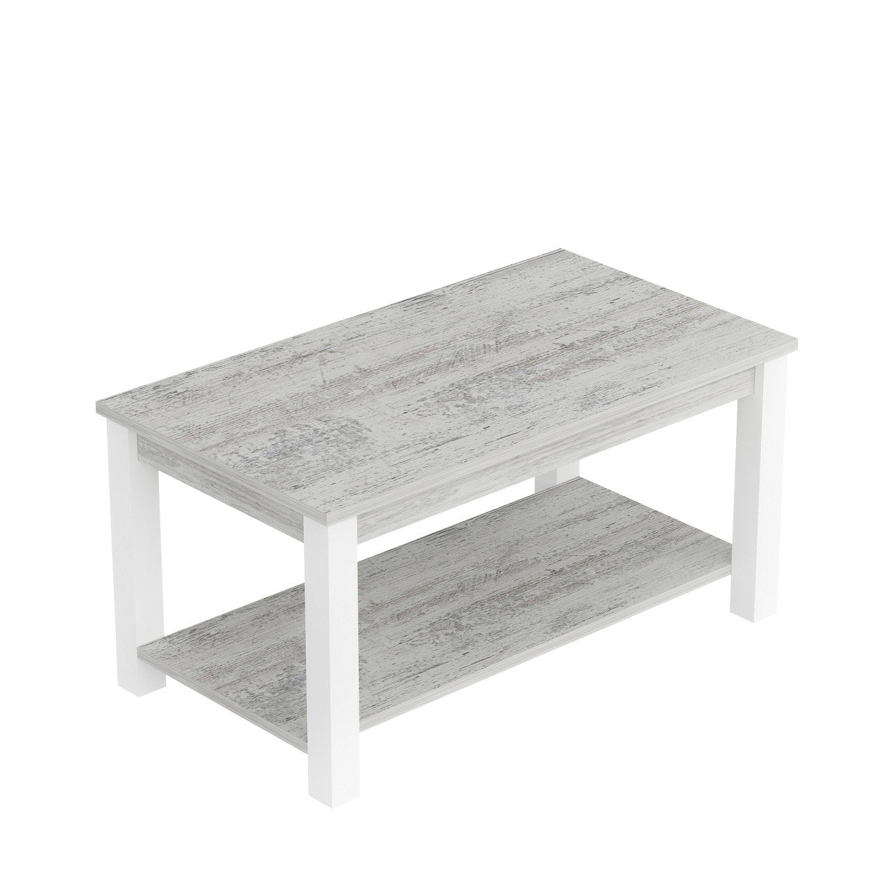 Table basse Ceranto L90cm Bois Blanc et Gris