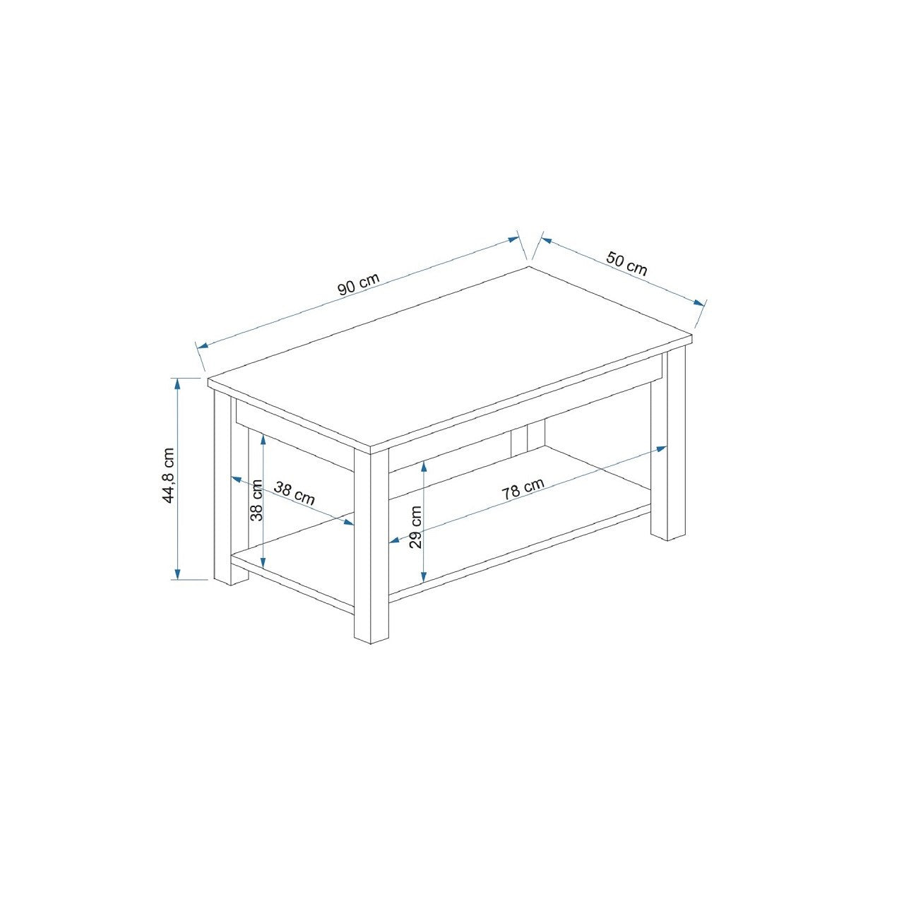 Table basse Ceranto L90cm Bois Blanc et Gris