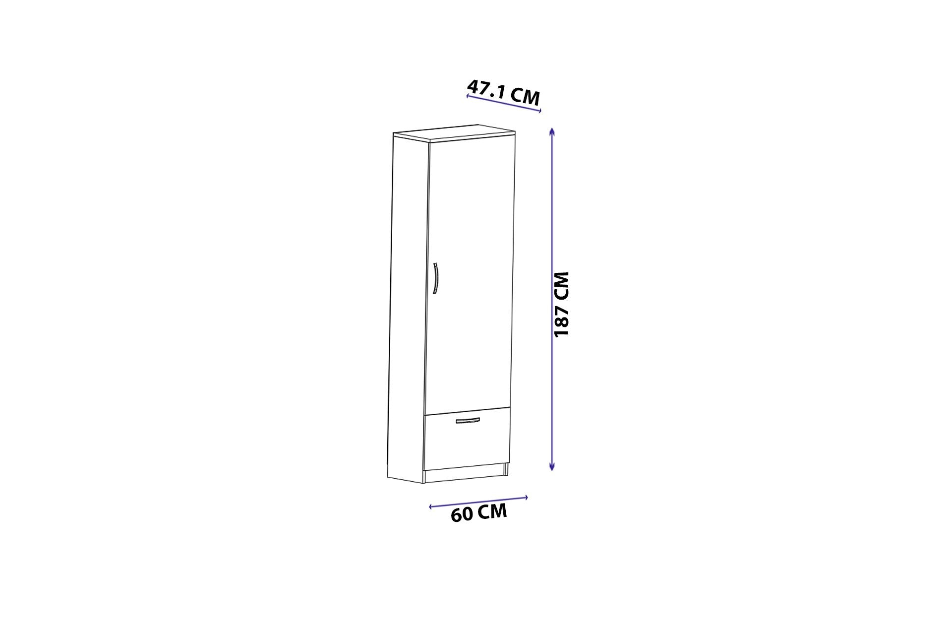 Armoire 1 porte et 1 tiroir Awakino L60cm Anthracite