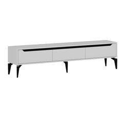 Meuble TV moderne Renet L180cm Blanc et Noir