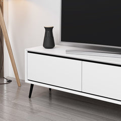 Meuble TV moderne Aves L180cm Blanc et Noir