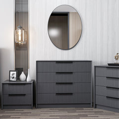 Commode 4 tiroirs avec miroir mural Eurybie L100cm Anthracite