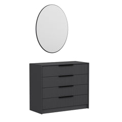 Commode 4 tiroirs avec miroir mural Eurybie L100cm Anthracite