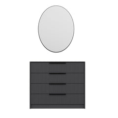 Commode 4 tiroirs avec miroir mural Eurybie L100cm Anthracite