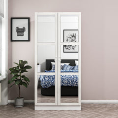 Armoire 2 portes et 6 miroirs Parai L90xH190cm Blanc