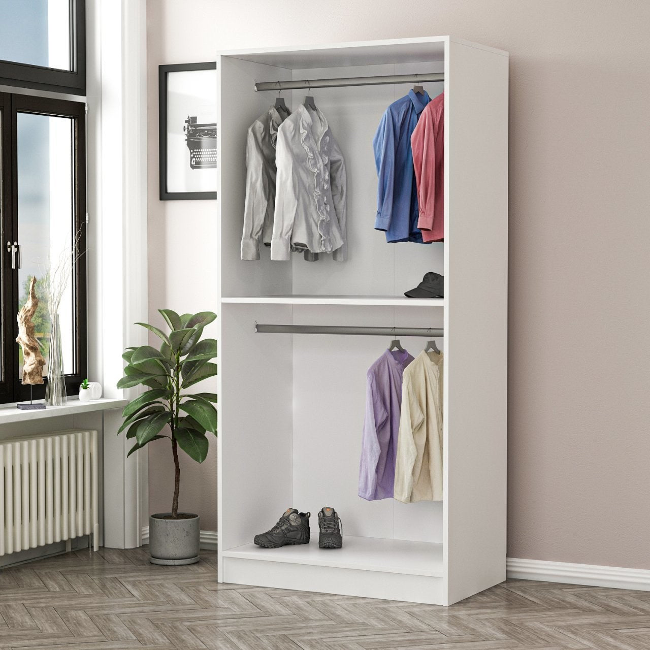 Armoire 2 portes et 6 miroirs Parai L90xH190cm Blanc