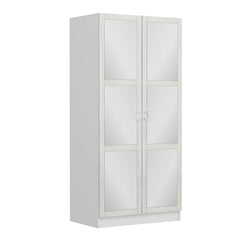 Armoire 2 portes et 6 miroirs Parai L90xH190cm Blanc