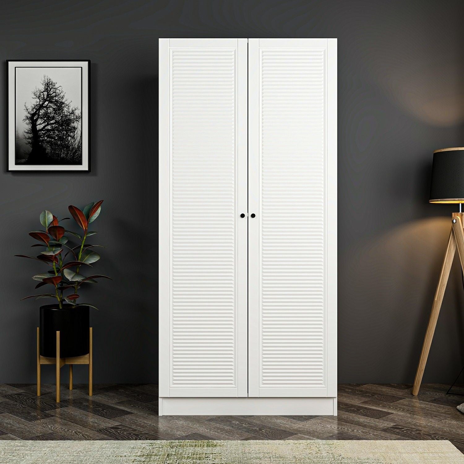 Armoire 2 portes Kuta L90xH210cm Bois Blanc