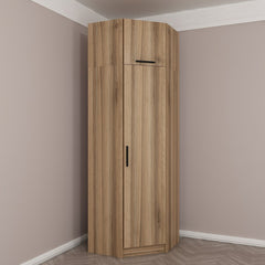 Armoire d'angle 1 porte battante et 1 porte basculante Minel L74xH235cm Chêne naturel