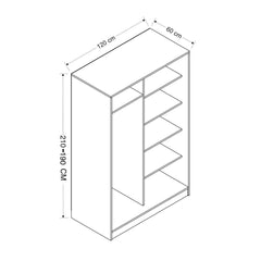 Dressing avec 2 porte coulissantes Carina L120xH190cm Blanc