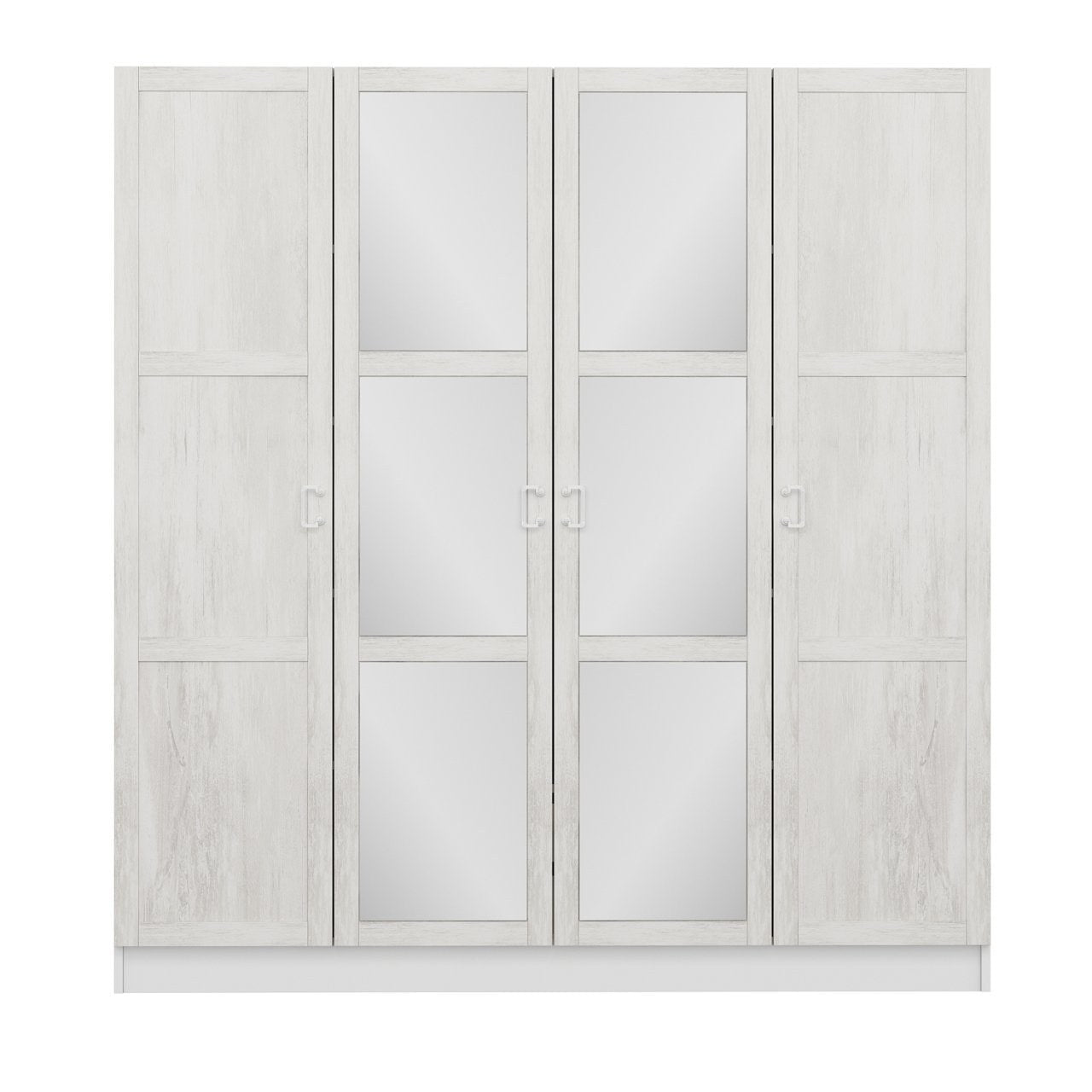 Armoire 4 portes et 6 miroirs Parai L180xH190cm Blanc