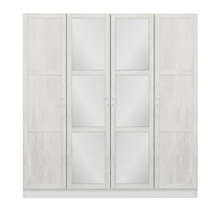 Armoire 4 portes et 6 miroirs Parai L180xH210cm Blanc