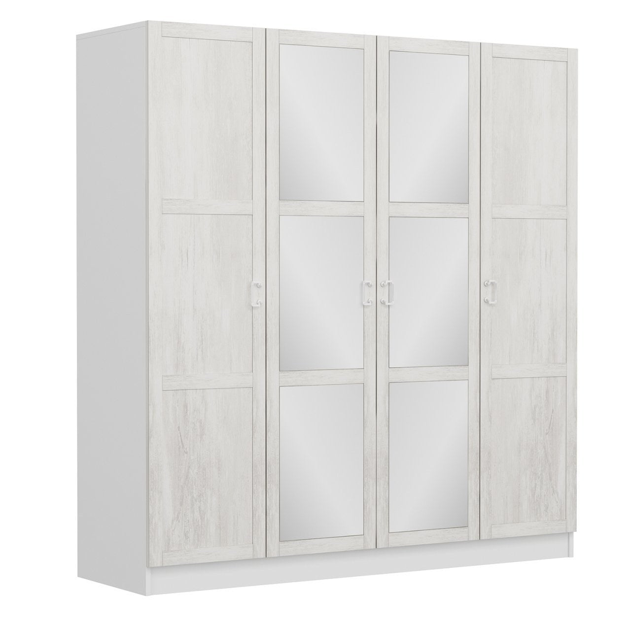 Armoire 4 portes et 6 miroirs Parai L180xH210cm Blanc