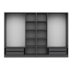 Armoire ouverte Antipax L270xH190cm 2 tringles et 4 tiroirs Anthracite