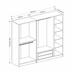 Armoire 5 portes Parai L225xH190cm Blanc