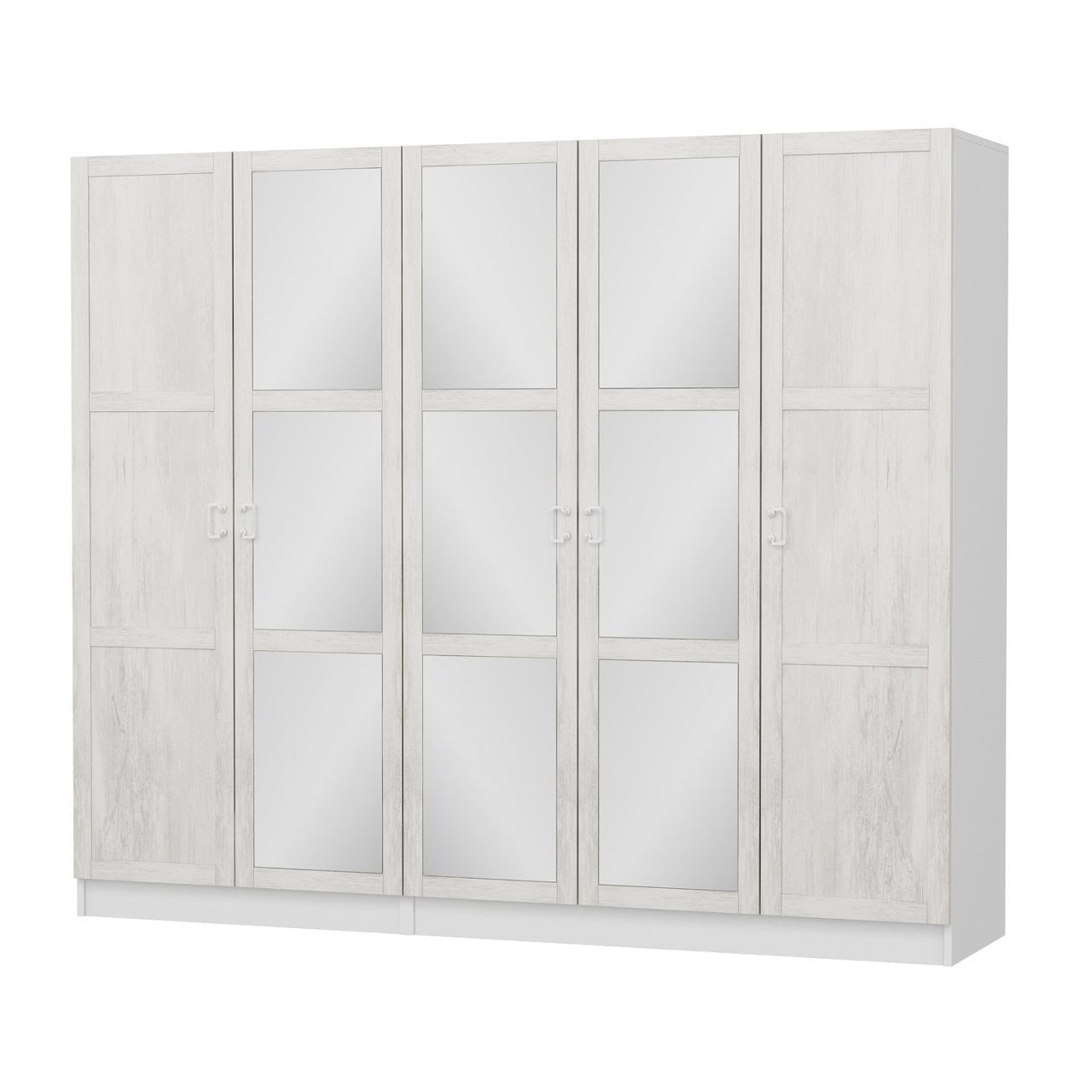 Armoire 5 portes et 9 miroirs modèle 1 Parai L225xH210cm Blanc