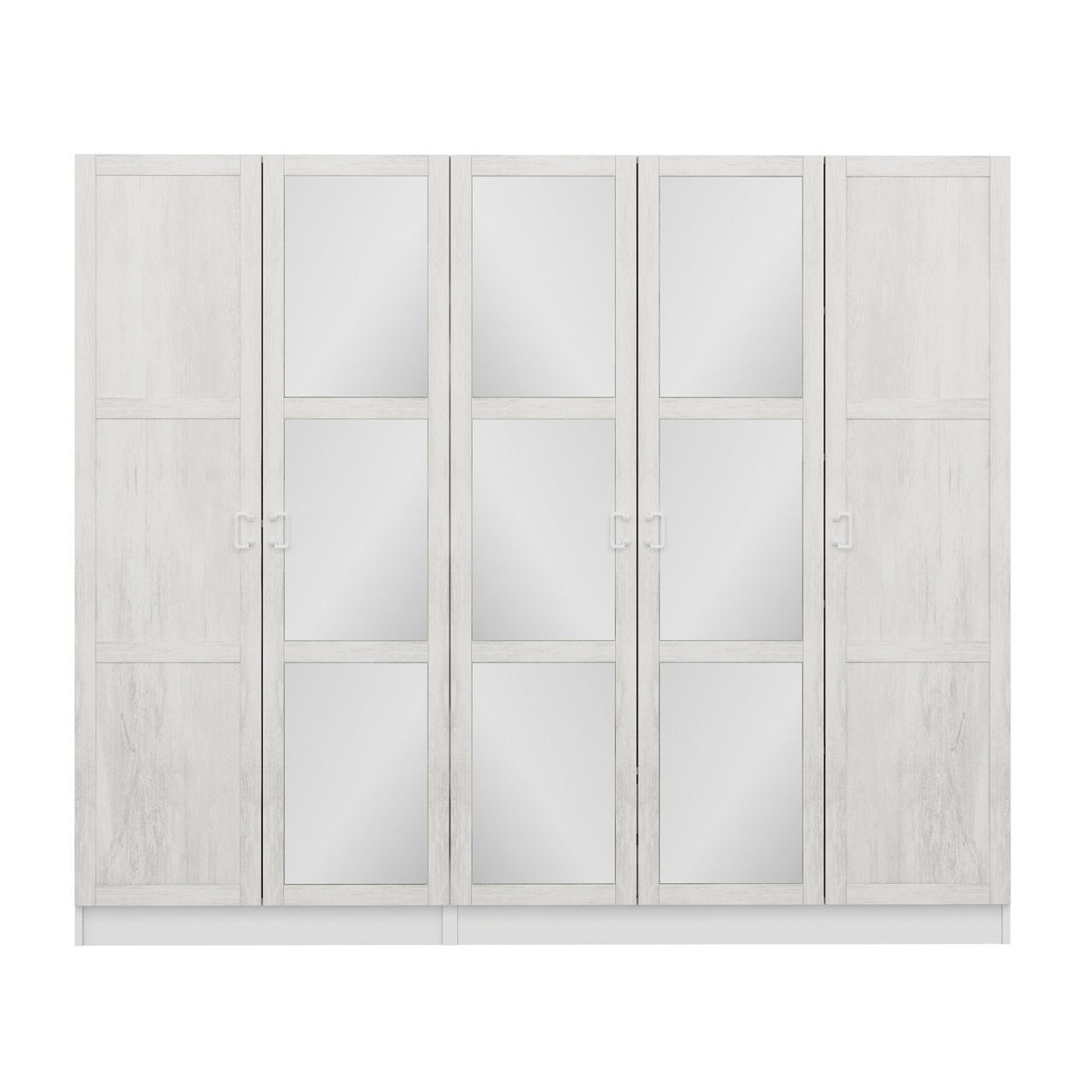 Armoire 5 portes et 9 miroirs modèle 1 Parai L225xH210cm Blanc