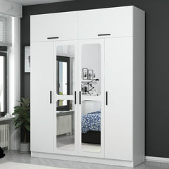 Armoire 6 portes et 4 miroirs Sanur L180xH235cm Blanc