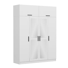 Armoire 6 portes et 4 miroirs Sanur L180xH235cm Blanc