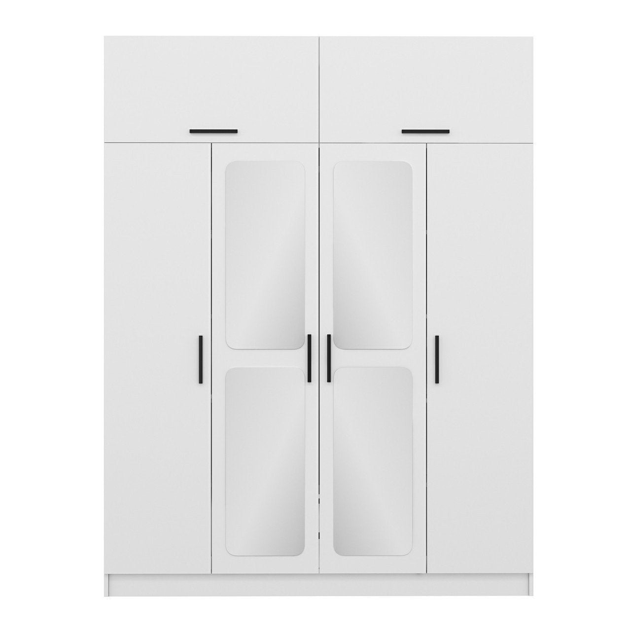 Armoire 6 portes et 4 miroirs Sanur L180xH235cm Blanc