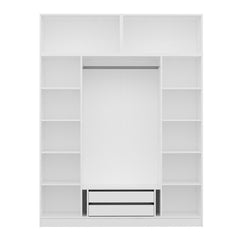 Armoire 6 portes et 4 miroirs Sanur L180xH235cm Blanc