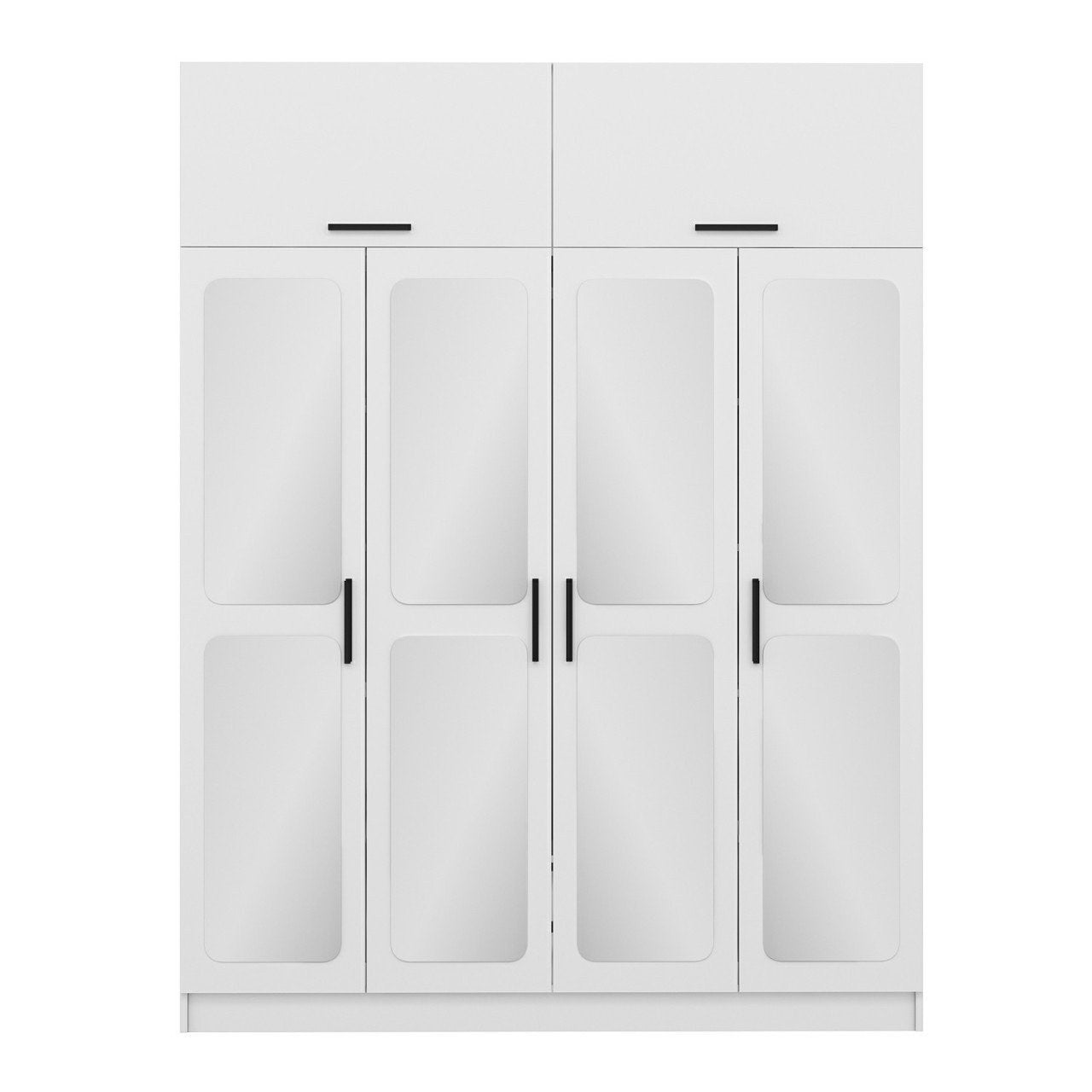 Armoire 6 portes et 8 miroirs Sanur L180xH255cm Blanc