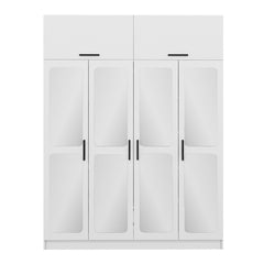 Armoire 6 portes et 8 miroirs Sanur L180xH255cm Blanc