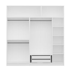 Armoire 7 portes et 6 miroirs Sanur L225xH235cm Blanc